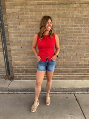Button Up Tank - Red