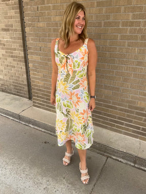 Tropical Floral Midi Dress