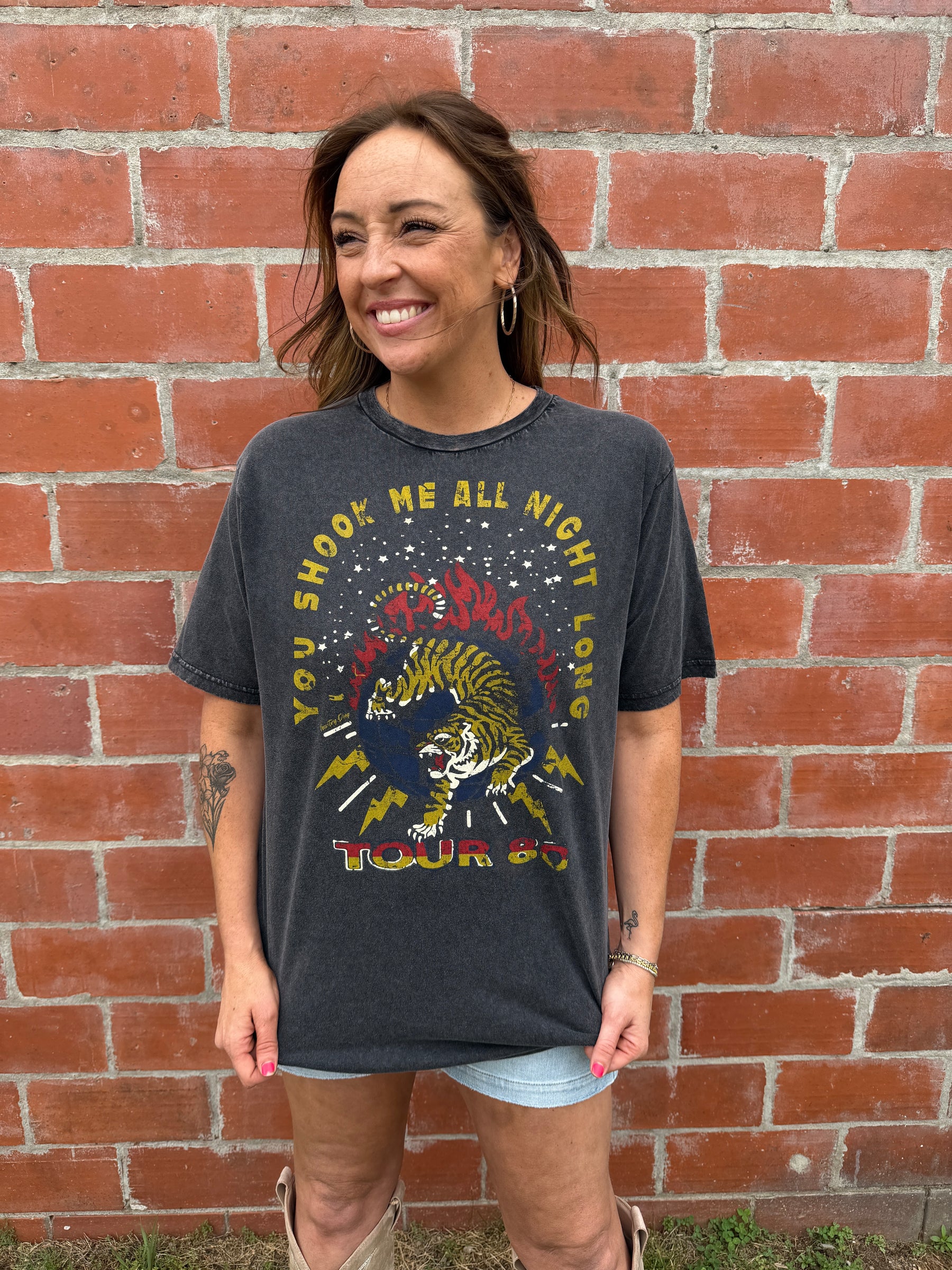 Shook Me All Night Long Oversized Graphic Tee