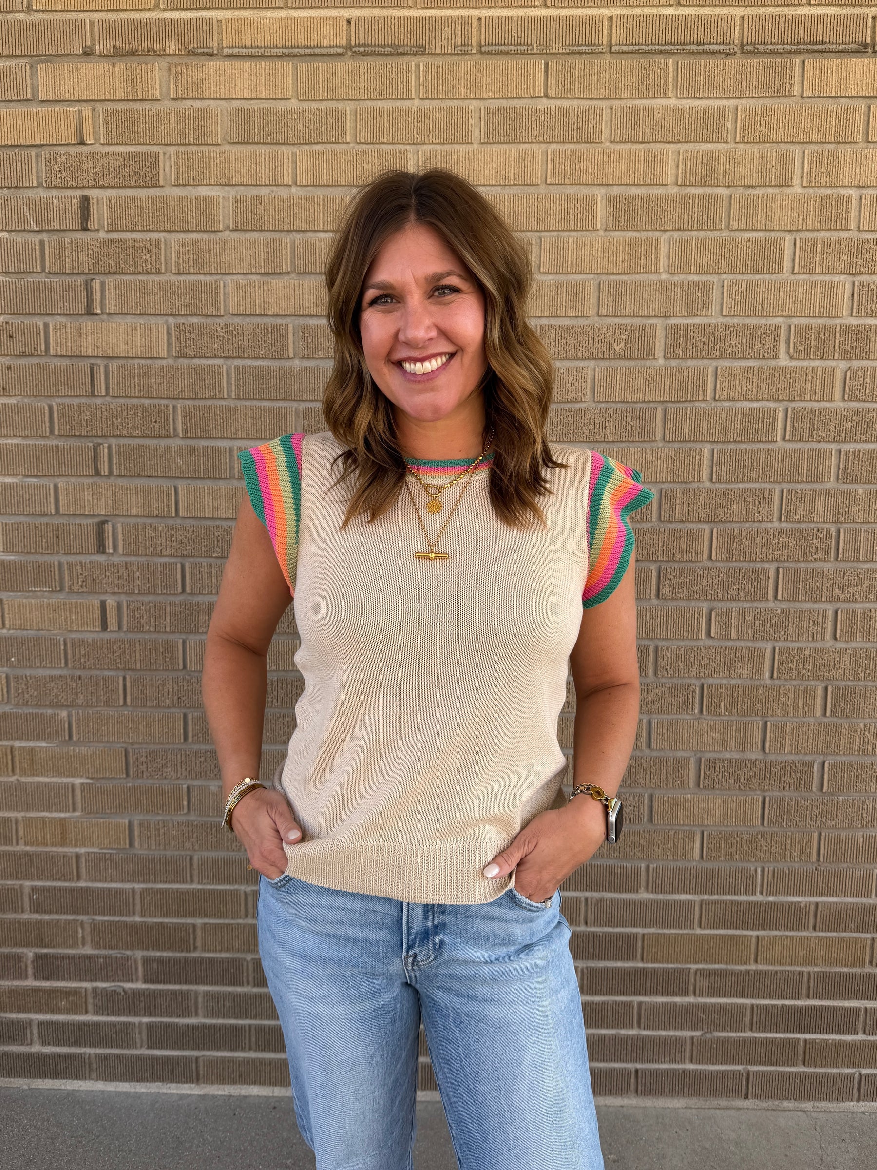 Colorful Accents Sweater Top