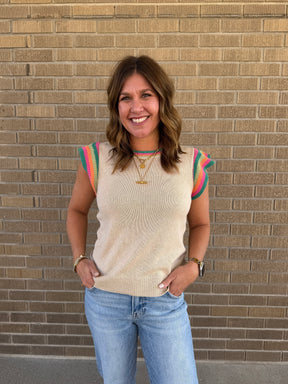 Colorful Accents Sweater Top