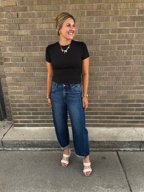 Dark Wash Barrel Jeans