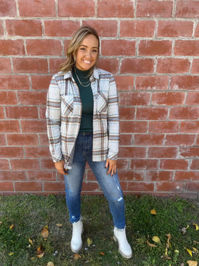 Lewis Top - Grey, Green, Brown Plaid