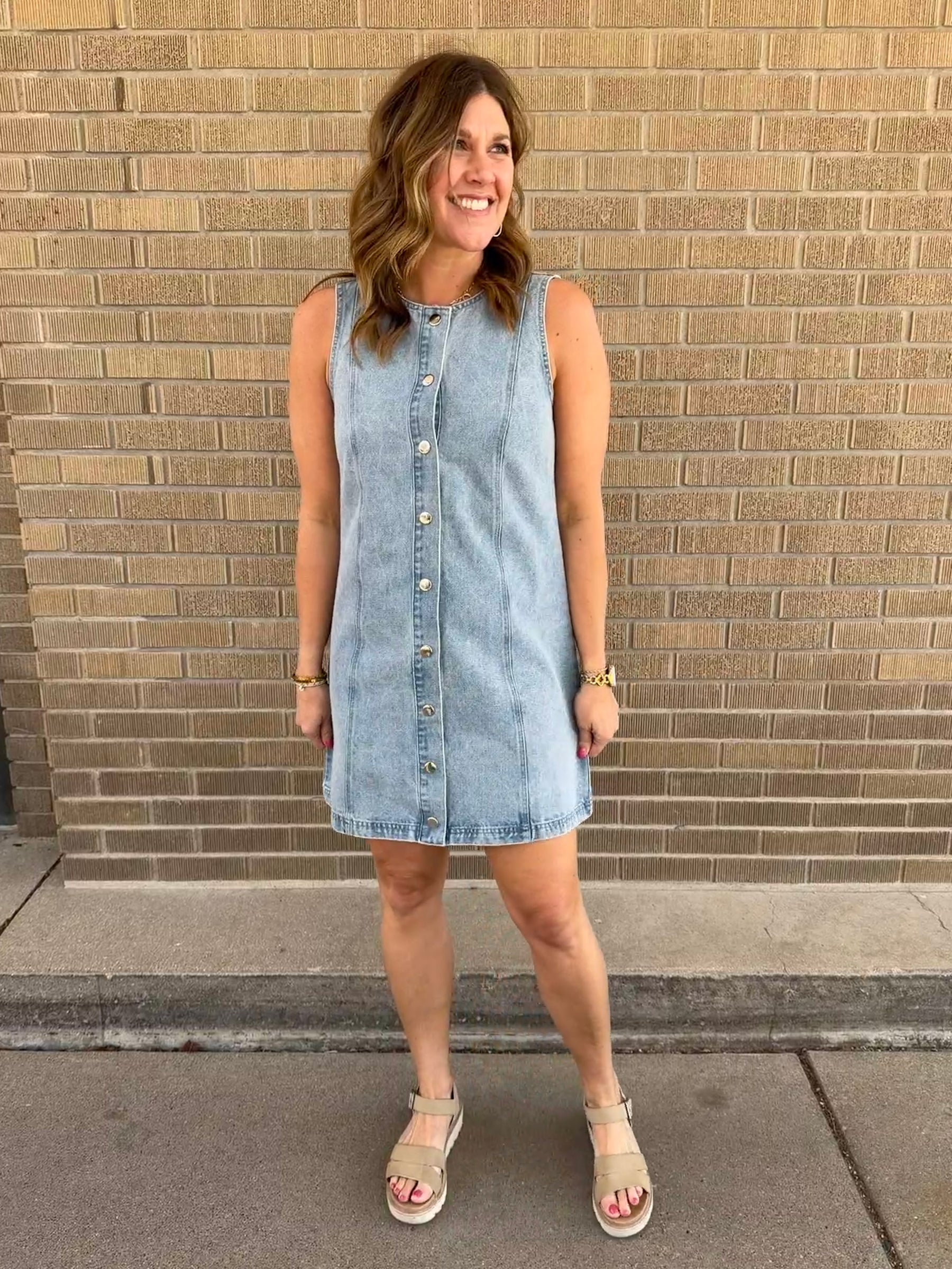 Sleeveless Button Up Denim Dress