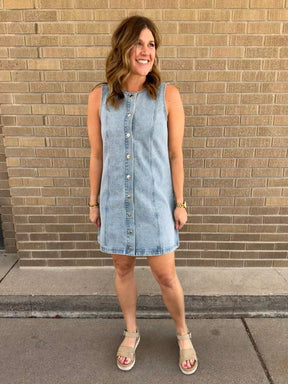 Sleeveless Button Up Denim Dress