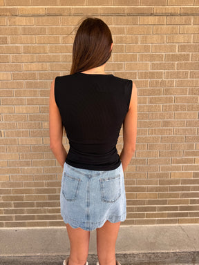 Square Neck Black Tank