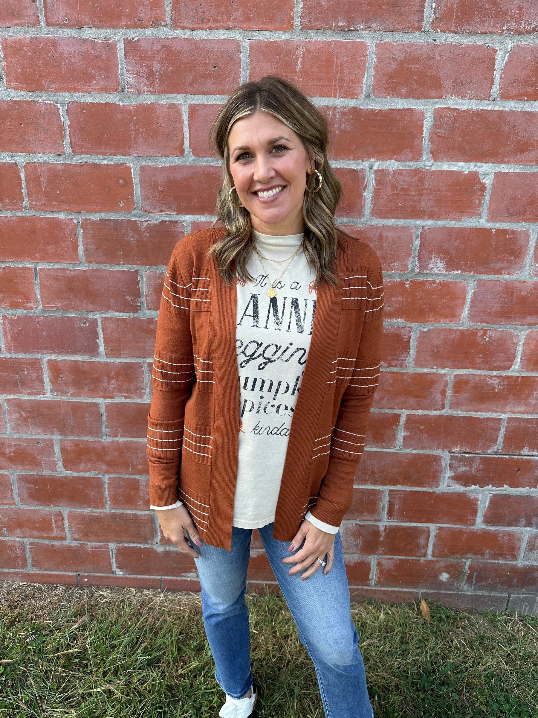 Rust Stripe Cardigan