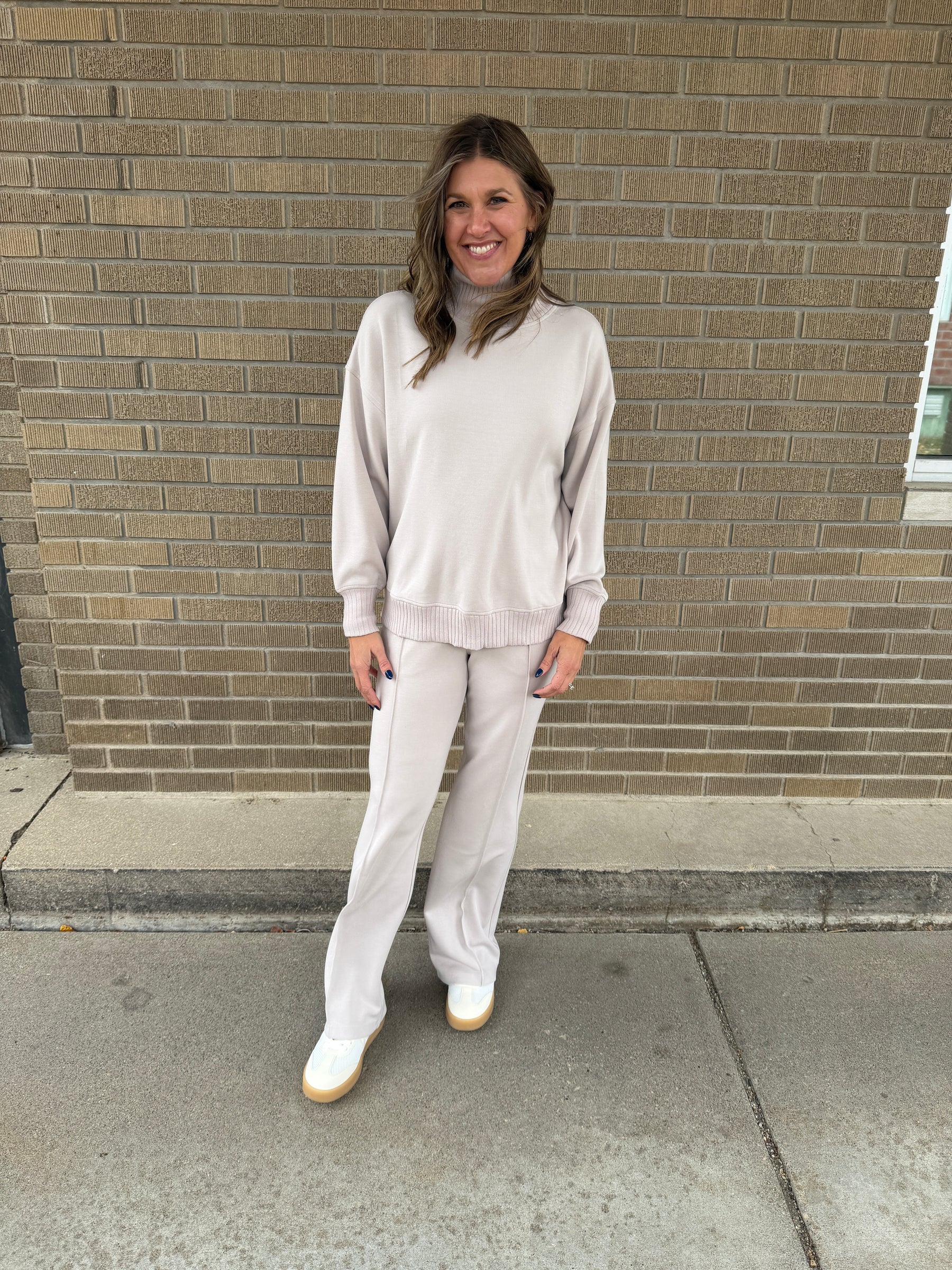 Modal Straight Leg Pants - Mocha Cream