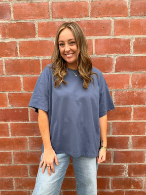 Chill All Day Oversized Tee - Dusty Navy