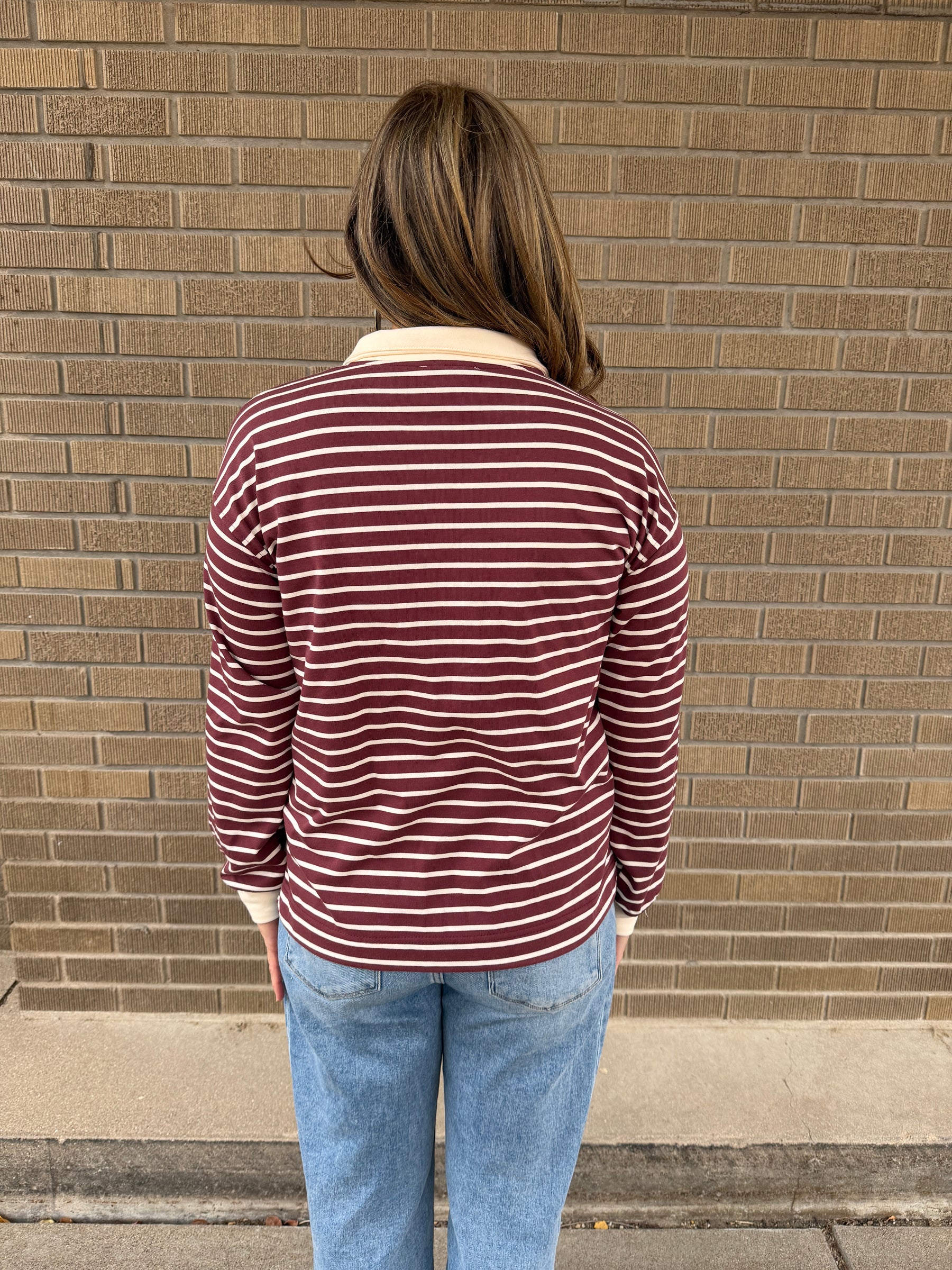 Maroon Stripe Top