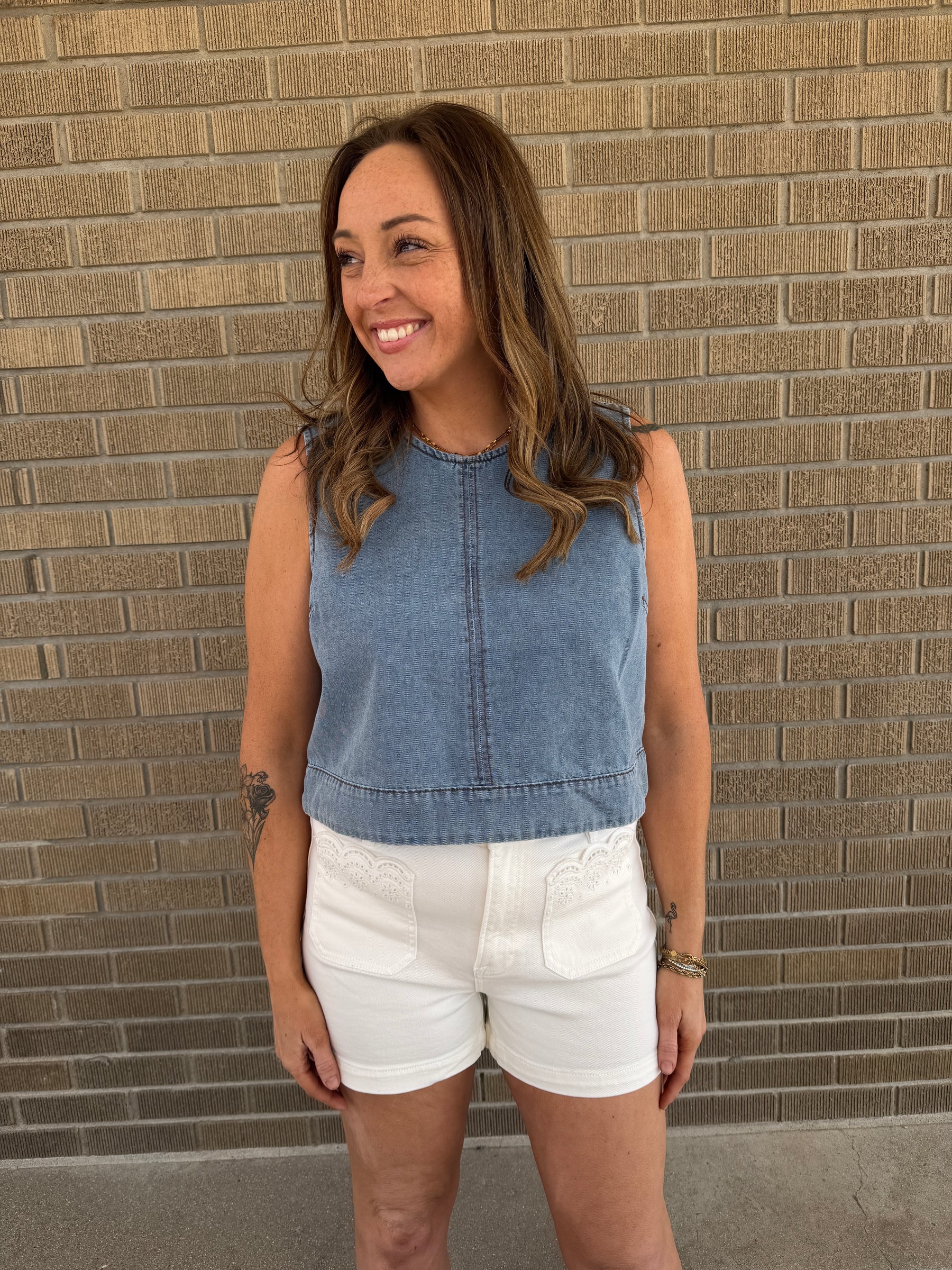 Caught Your Eye Denim Tank