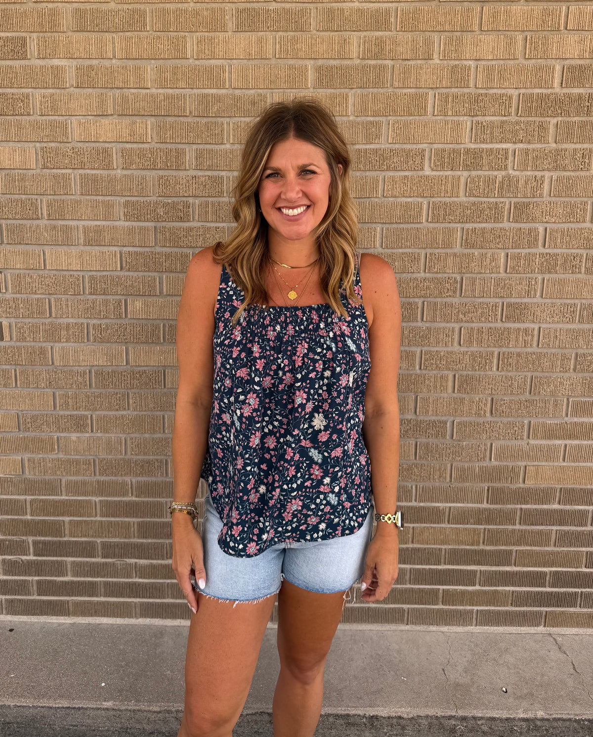 Teal Floral Tank