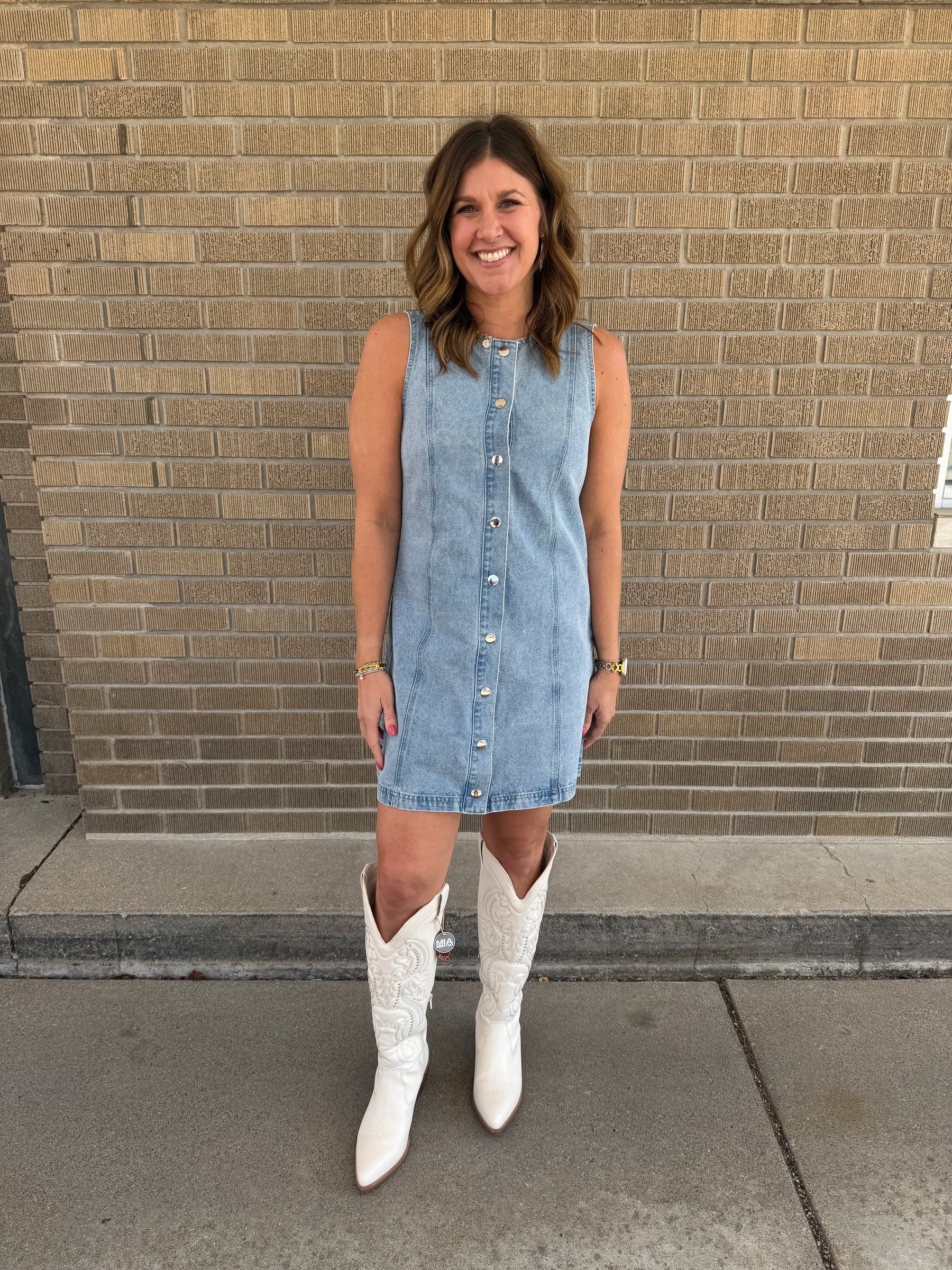 Sleeveless Button Up Denim Dress