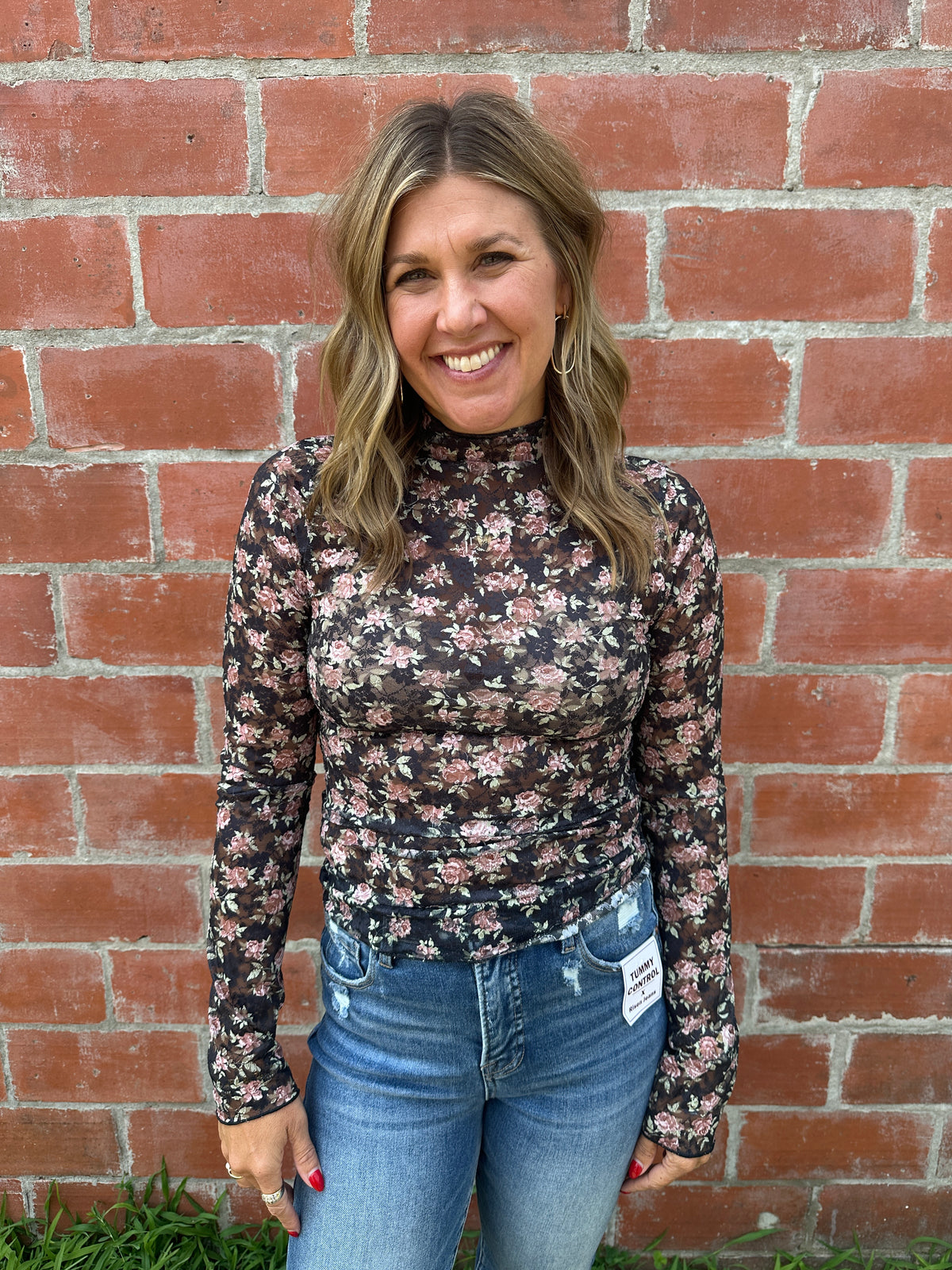 Black Floral Lace Layering Top