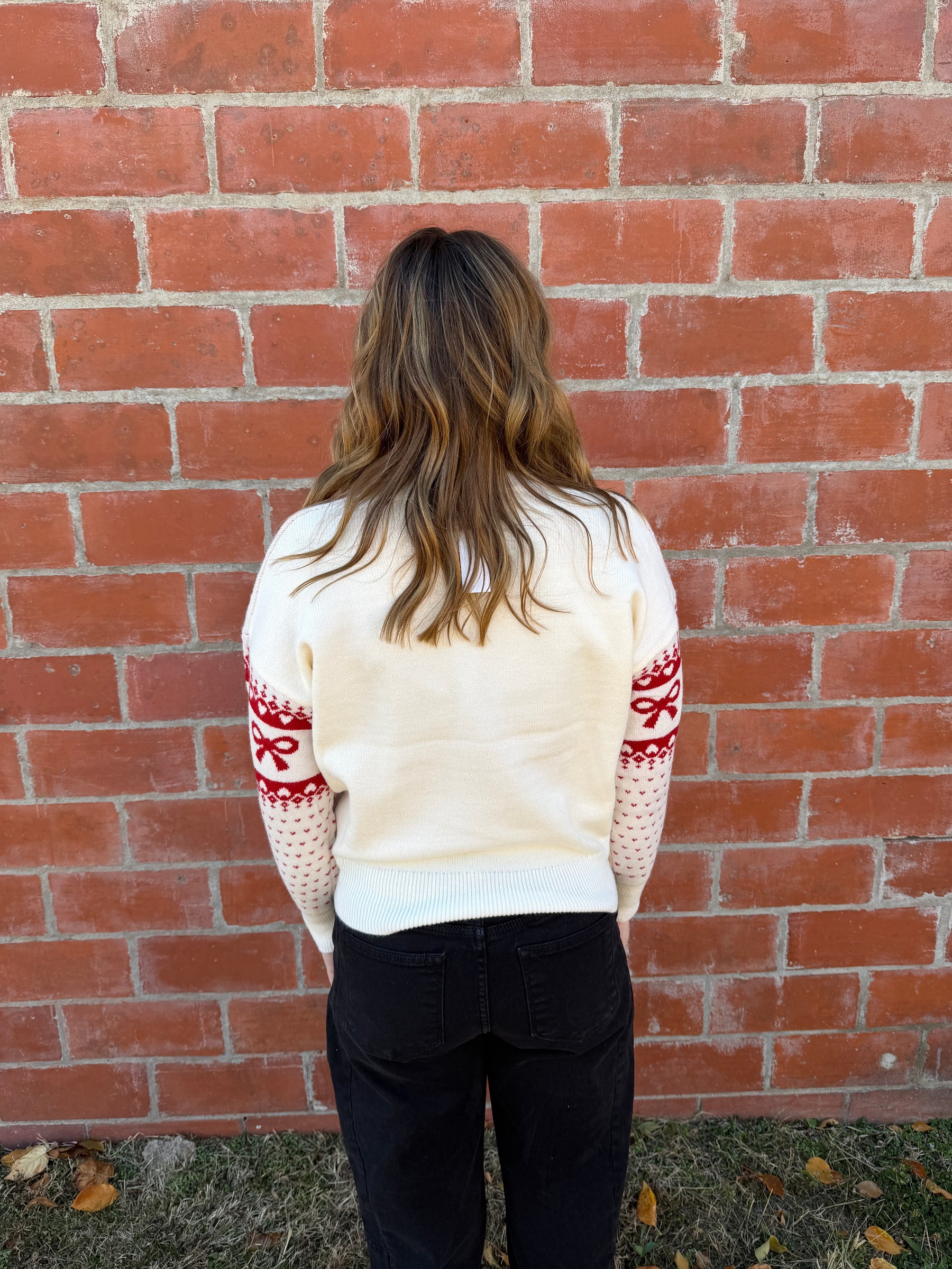 Red and White Bow Sweater