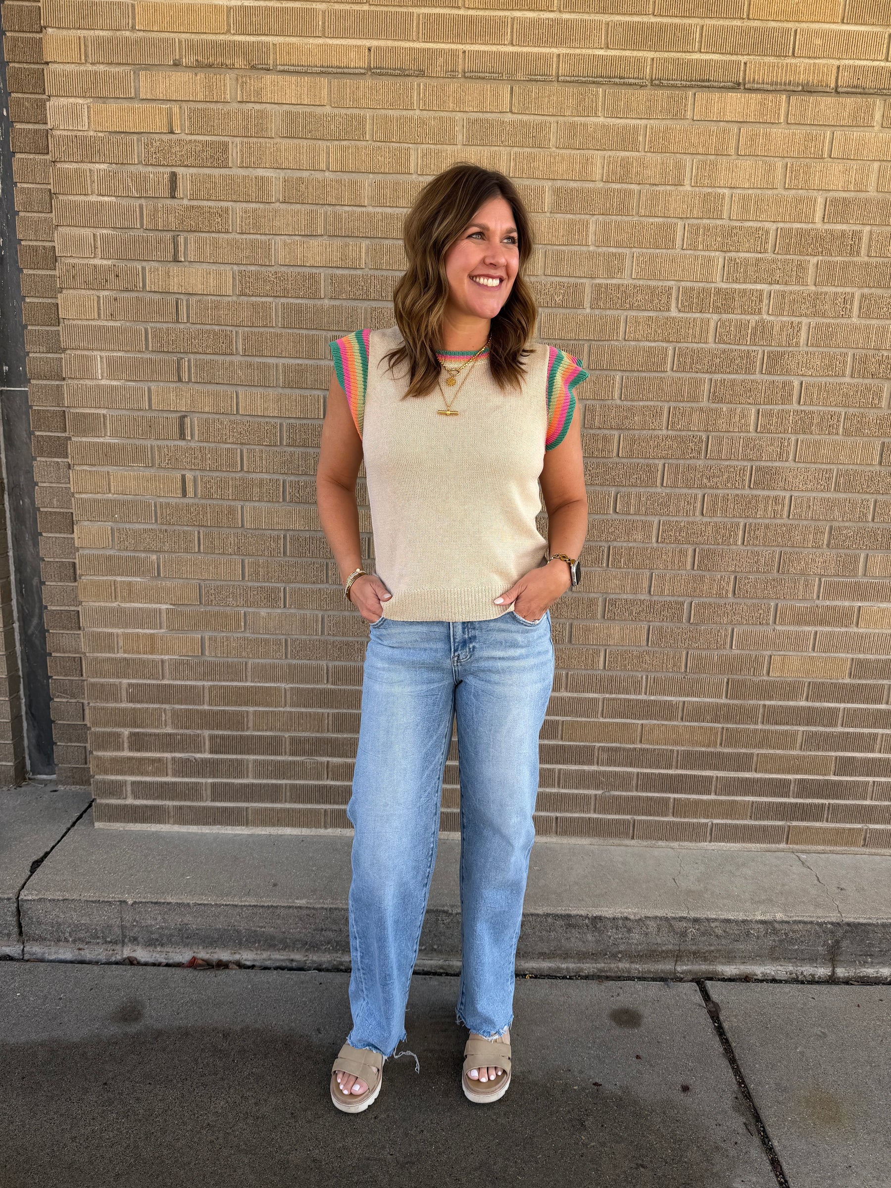 Colorful Accents Sweater Top