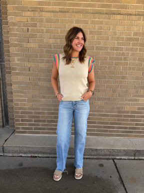 Colorful Accents Sweater Top