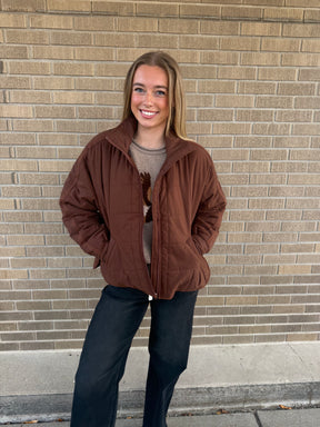 Fireside Quilted Jacket - Chocolate