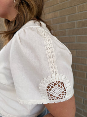 White Tie Front Crop Top
