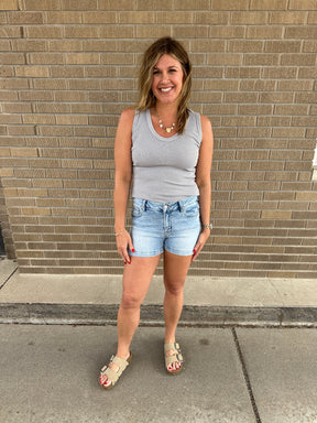 Essential V Neck Baby Ribbed Tank