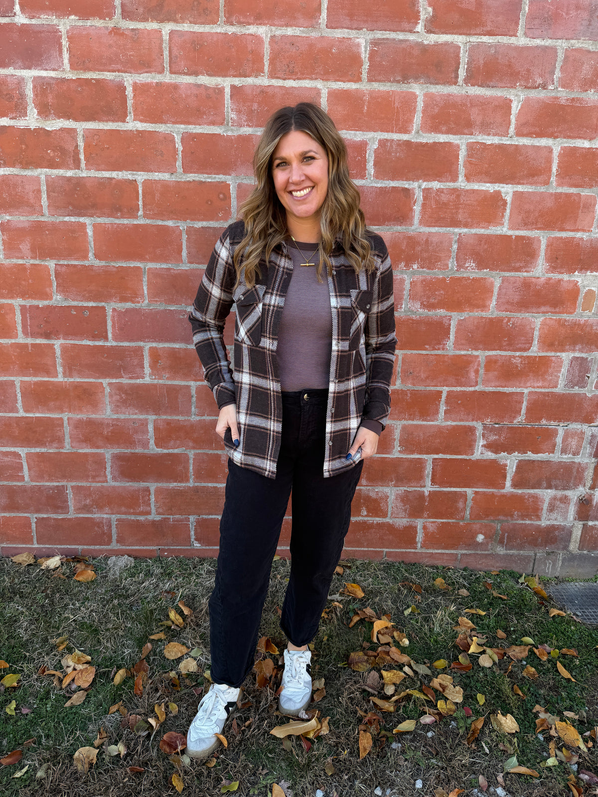 Cassian Top - Coffee Ivory Plaid