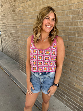 Pink Crochet Tank