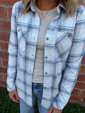 Lewis Top - Cream Blue Plaid