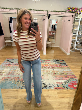 Asher Tee - Pink Burgundy Stripe