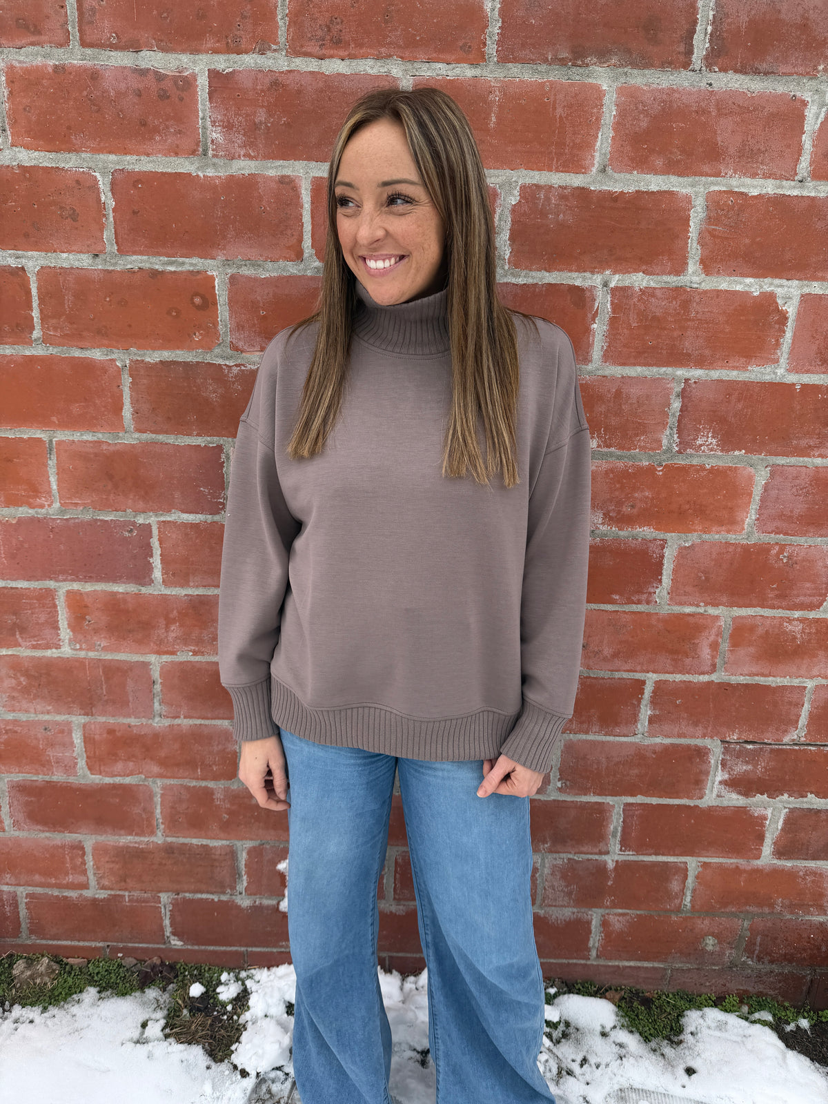 Mock Modal Pullover - Mocha