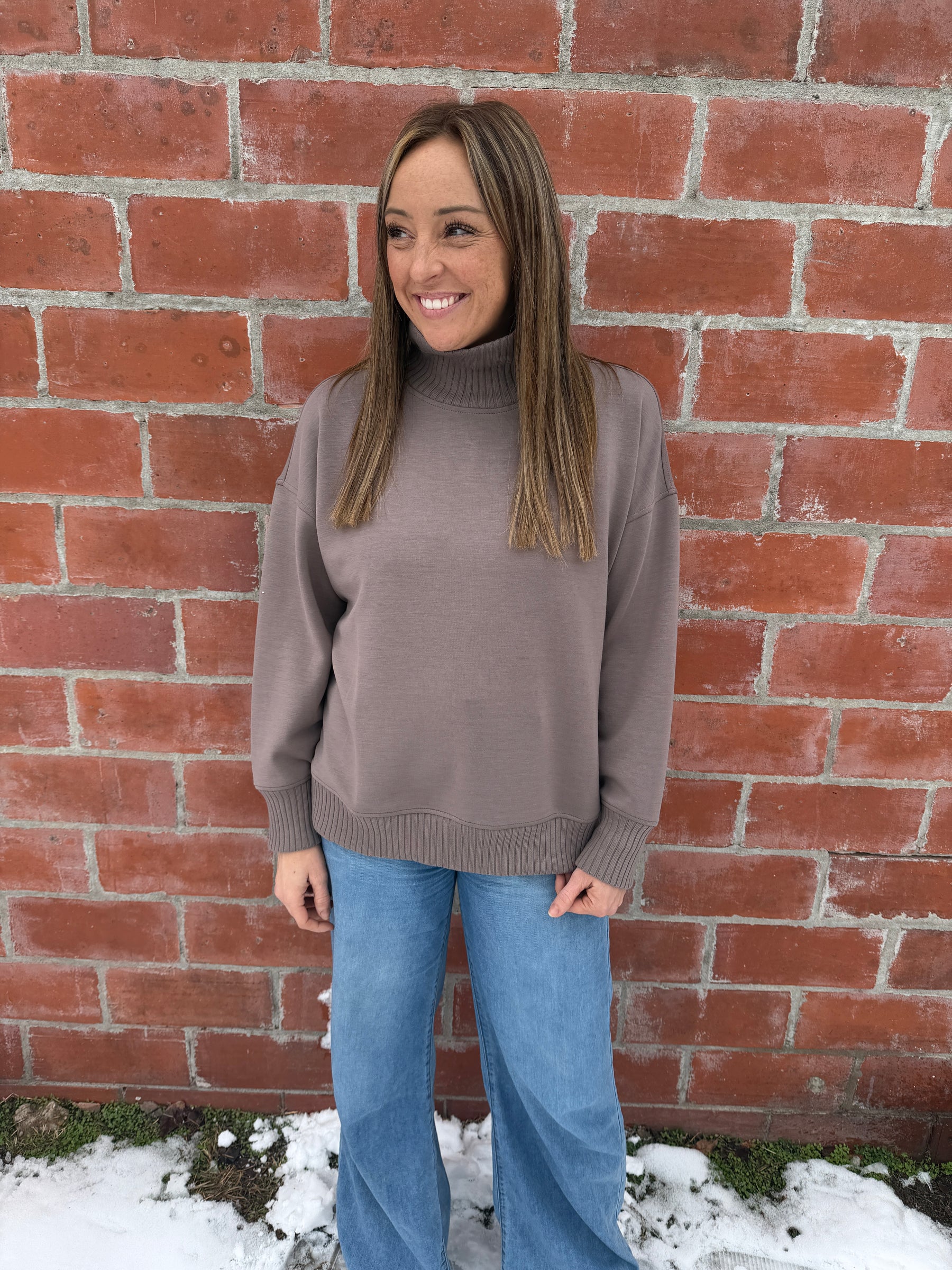 Mock Modal Pullover - Mocha