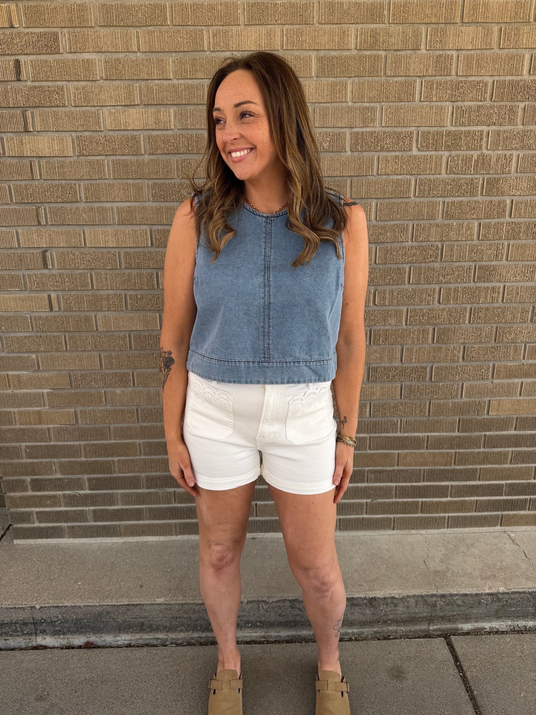 Caught Your Eye Denim Tank