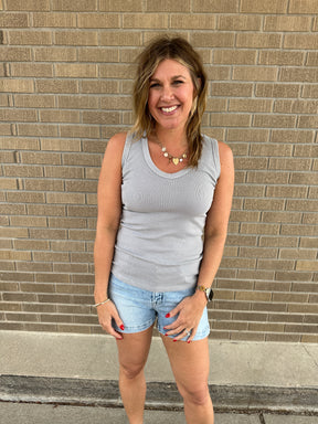 Essential V Neck Baby Ribbed Tank