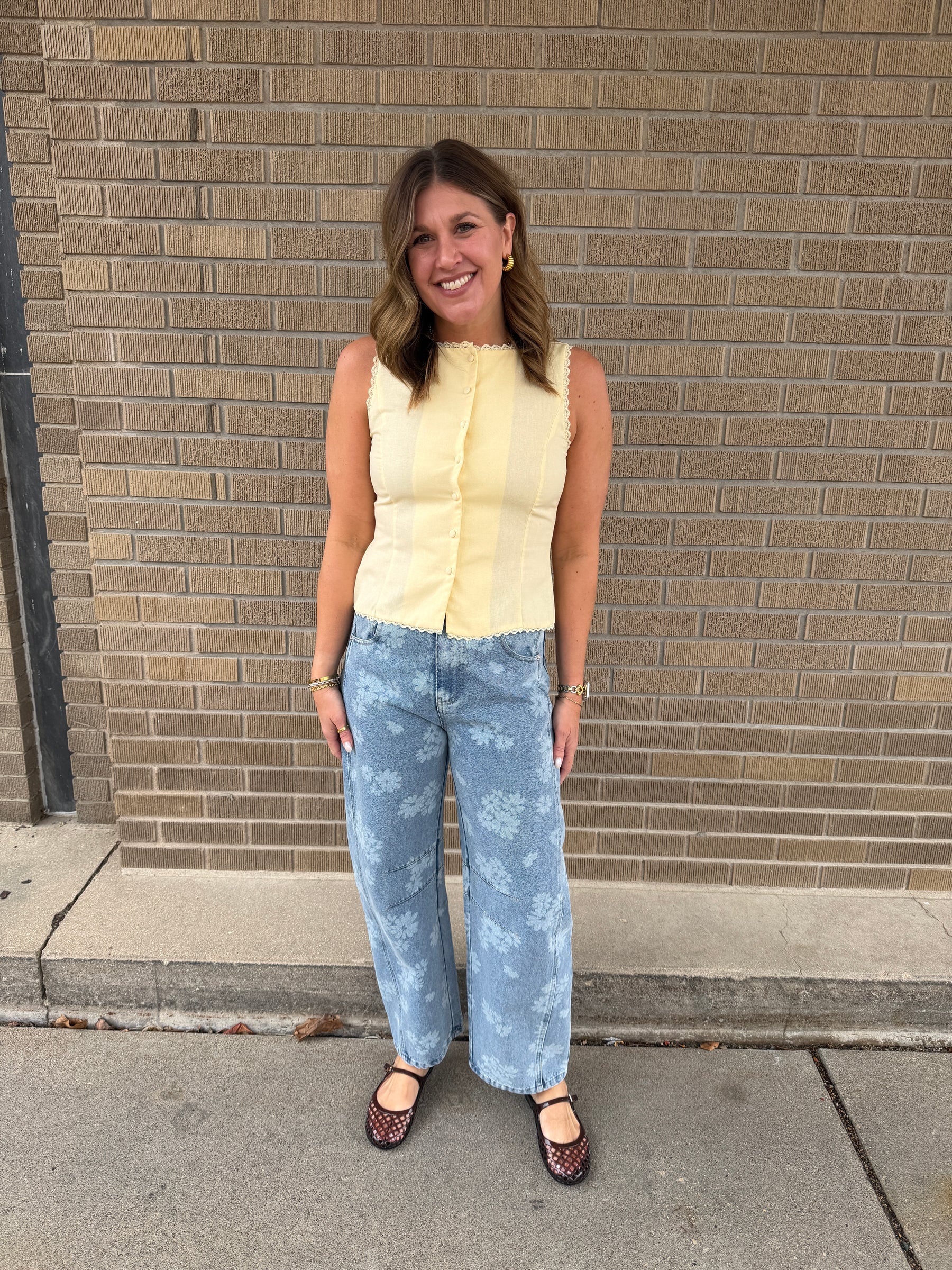 Little Yellow Lace Trim Top