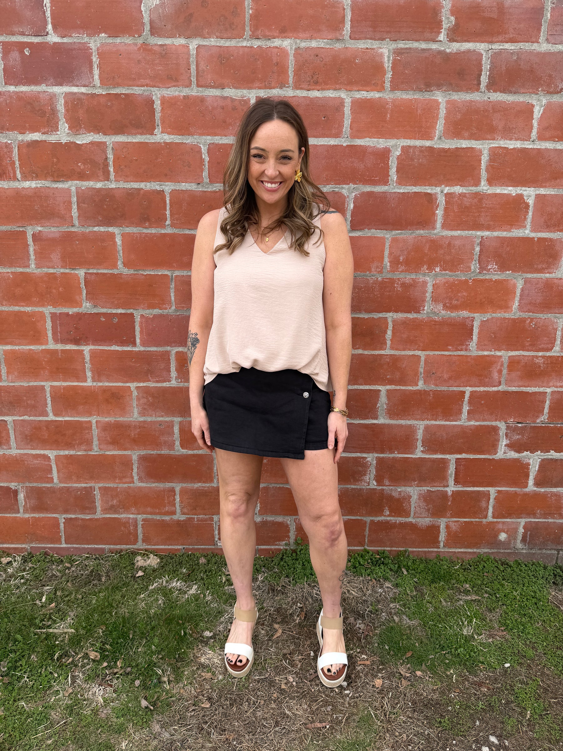 Button Down Skort - Black