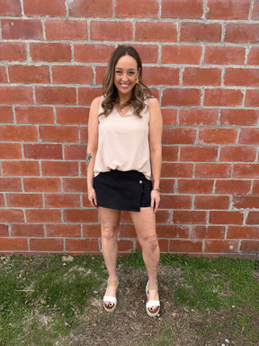 Button Down Skort - Black