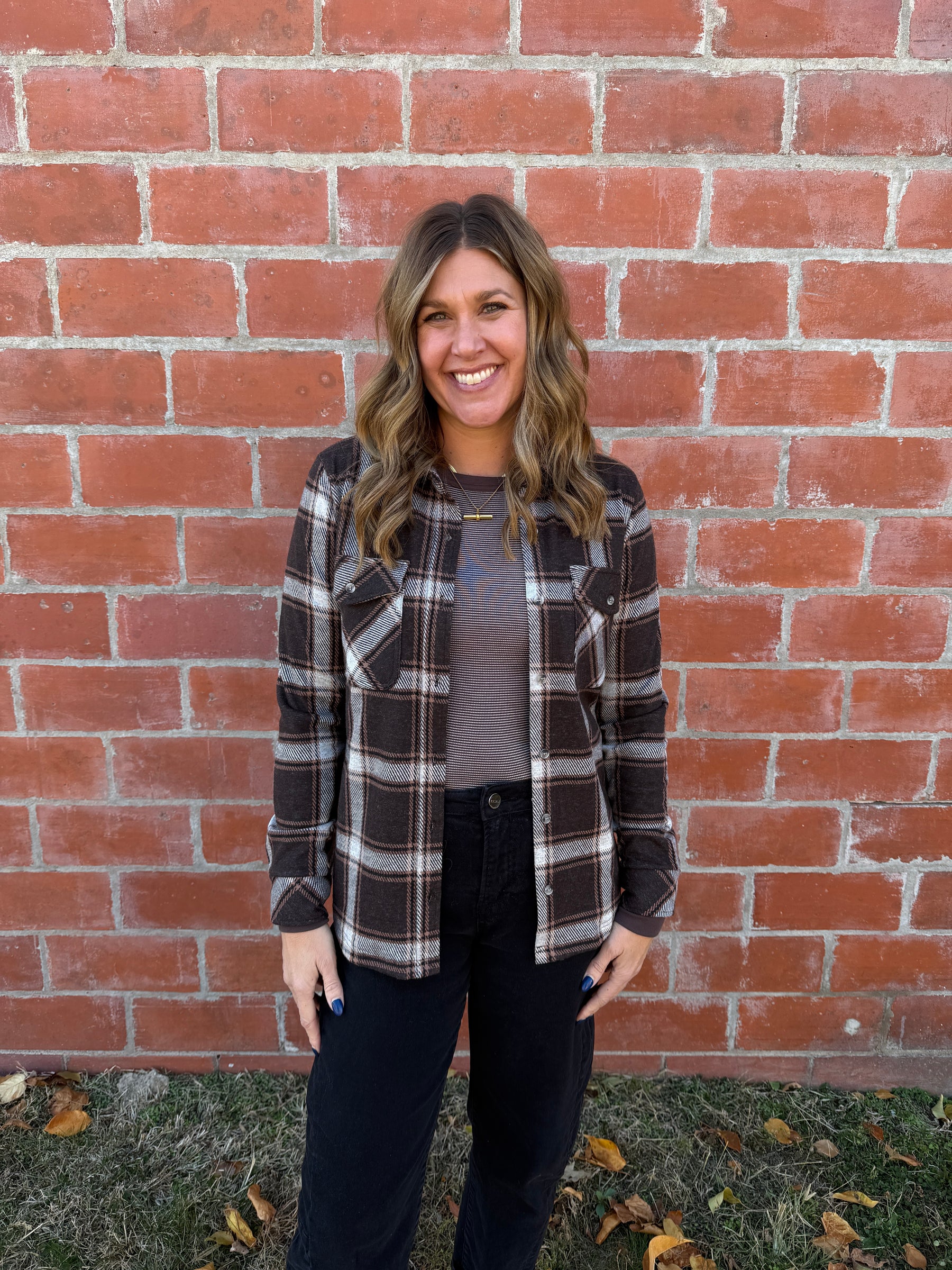 Cassian Top - Coffee Ivory Plaid