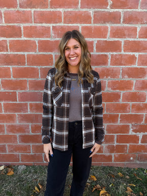 Cassian Top - Coffee Ivory Plaid