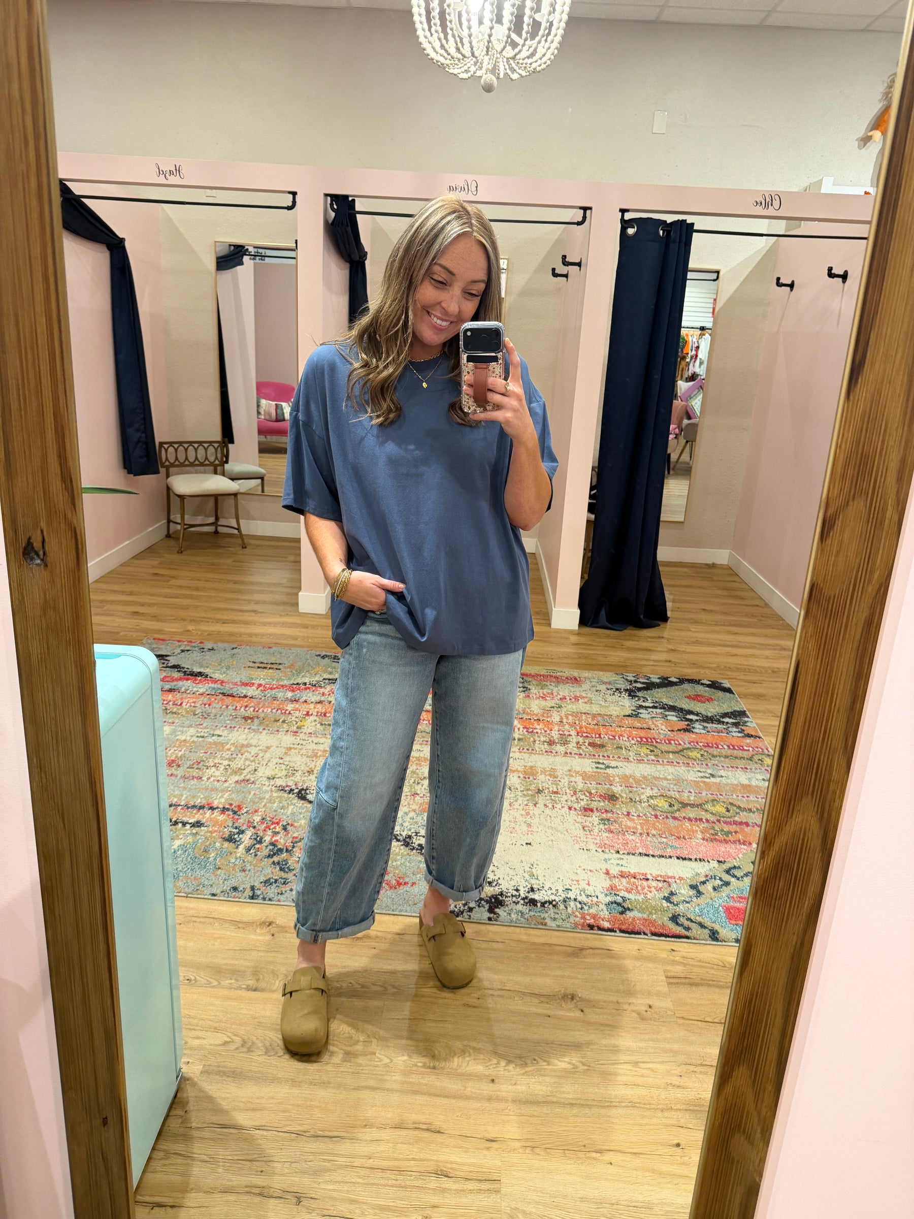 Chill All Day Oversized Tee - Dusty Navy