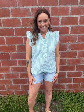 Seersucker Sage Top