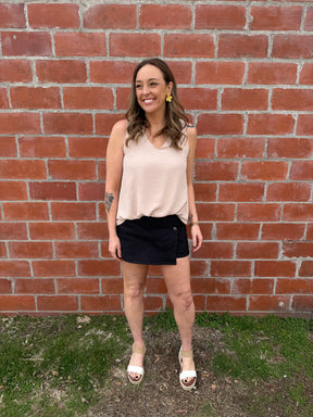 Button Down Skort - Black