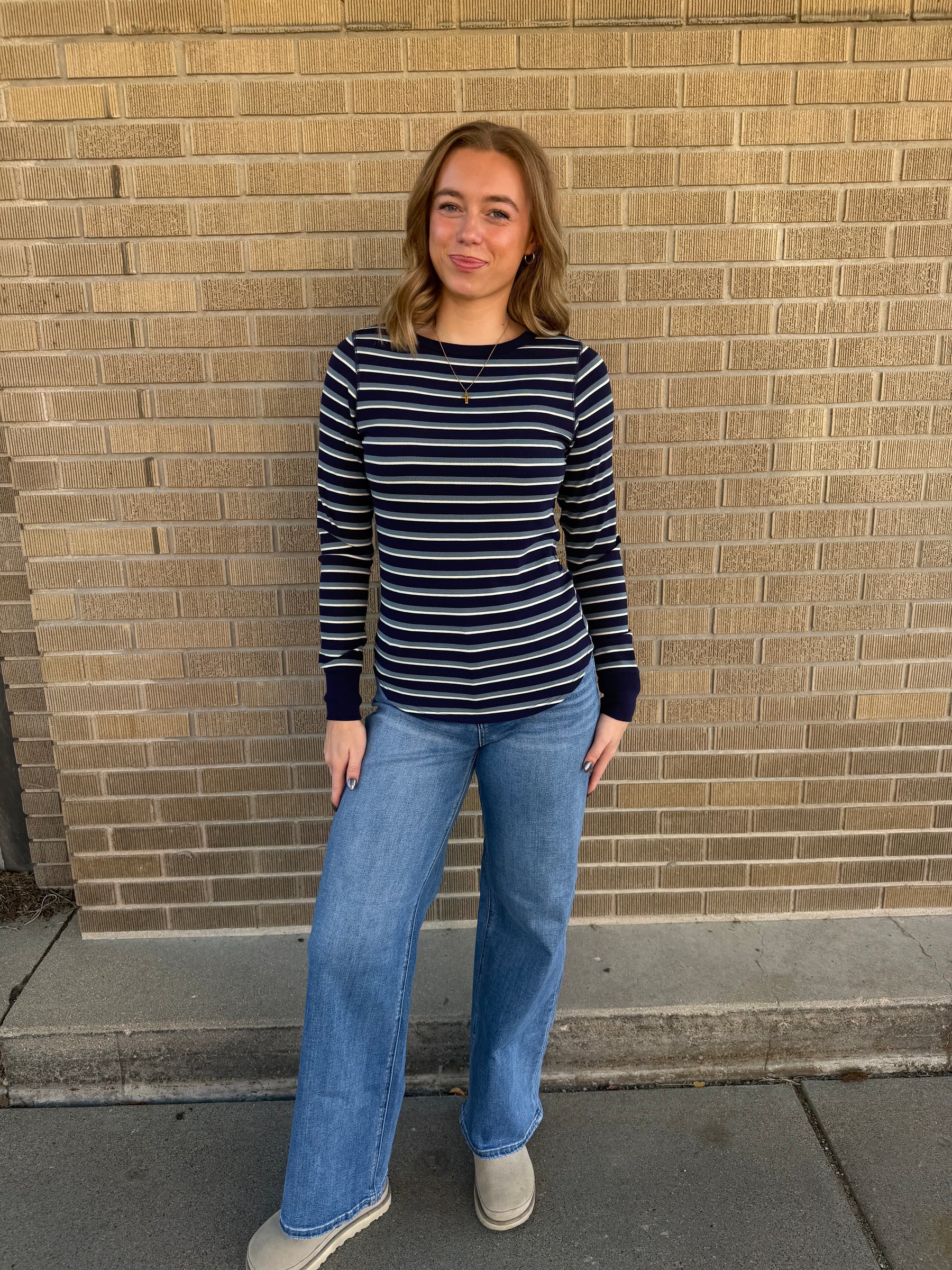 Stacy Long Sleeve - Navy Stripe