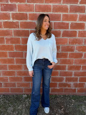 Ribbed Knit Long Sleeve - Baby Blue