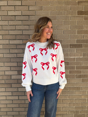 Red Bows For Days Sweater