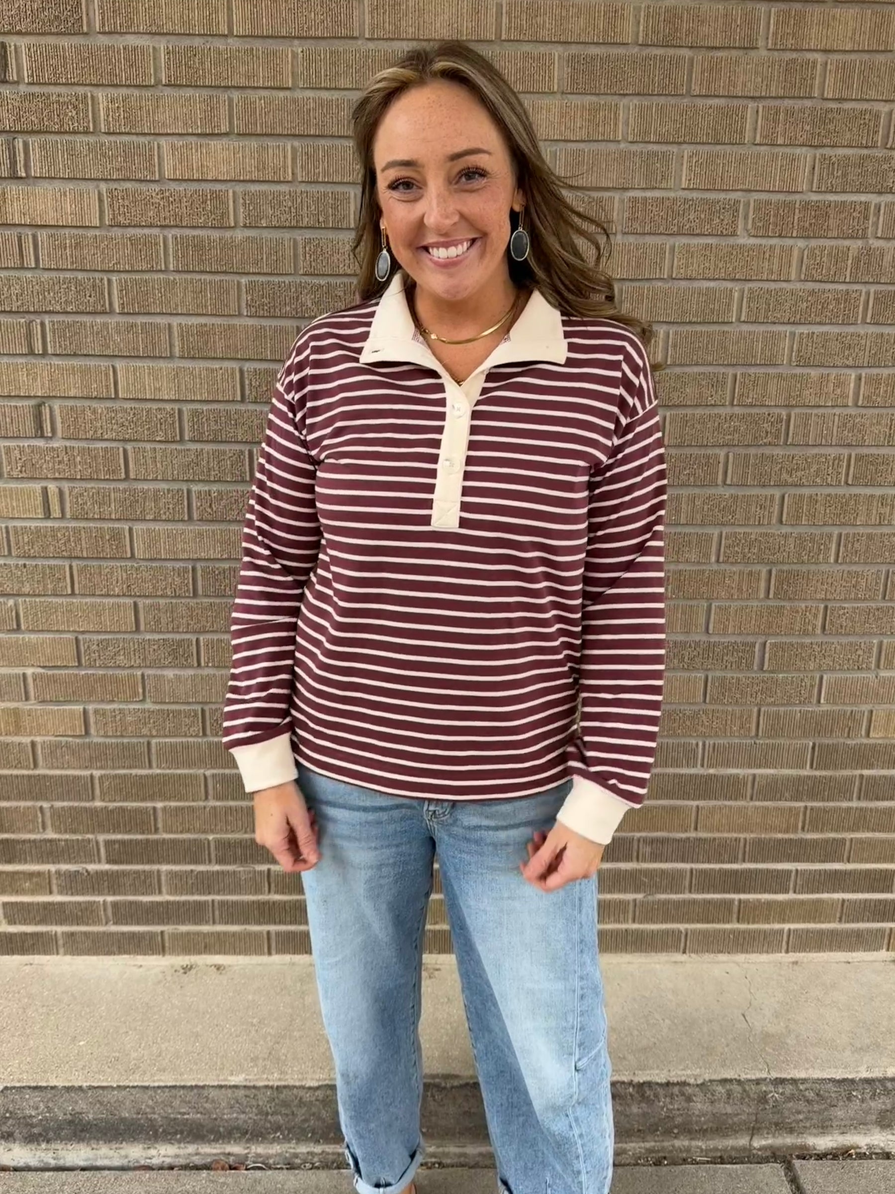 Maroon Stripe Top