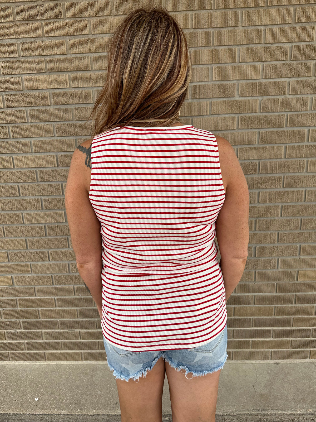 Red and White Stripe Tank