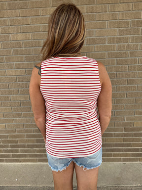 Red and White Stripe Tank