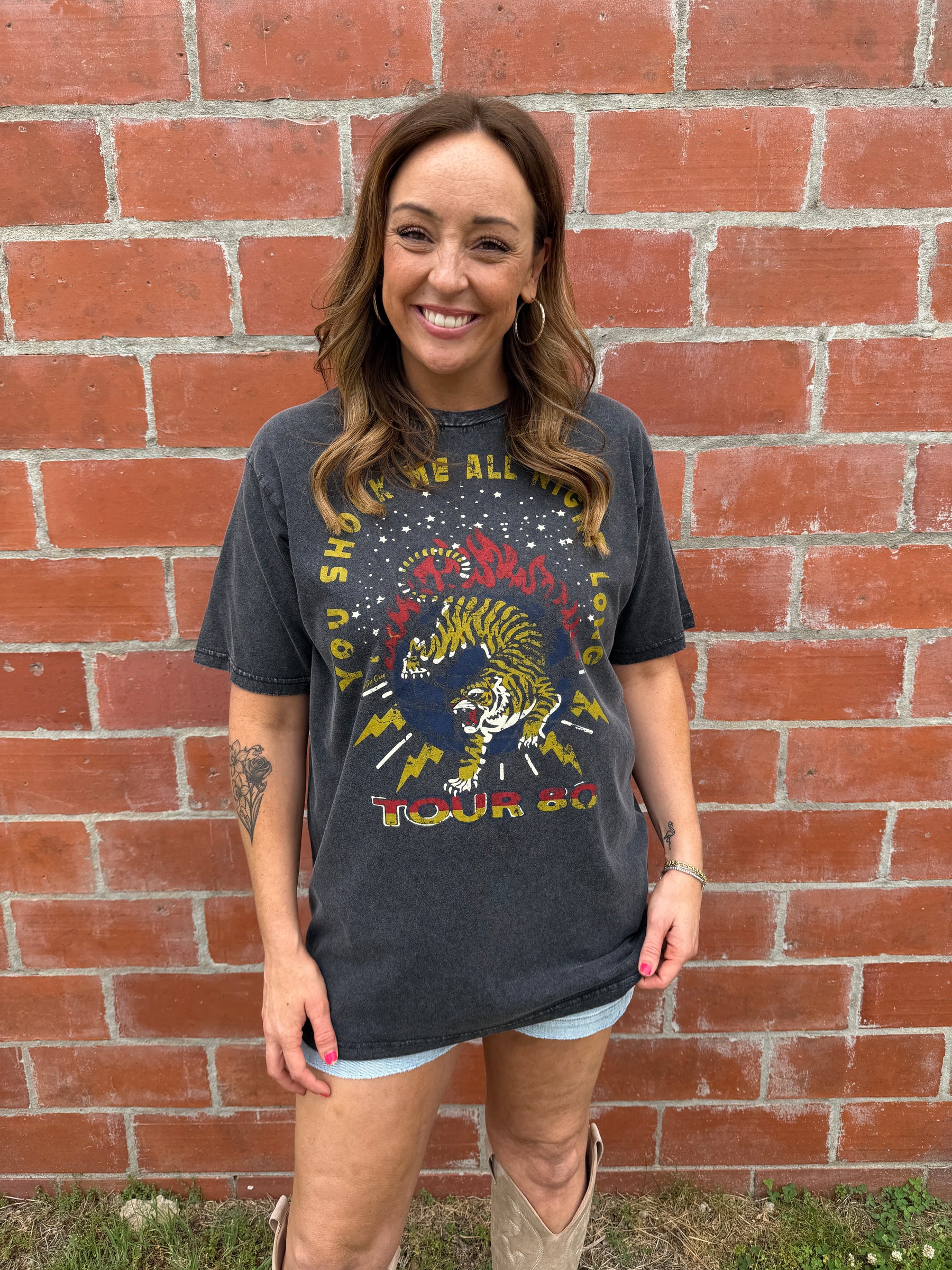 Shook Me All Night Long Oversized Graphic Tee