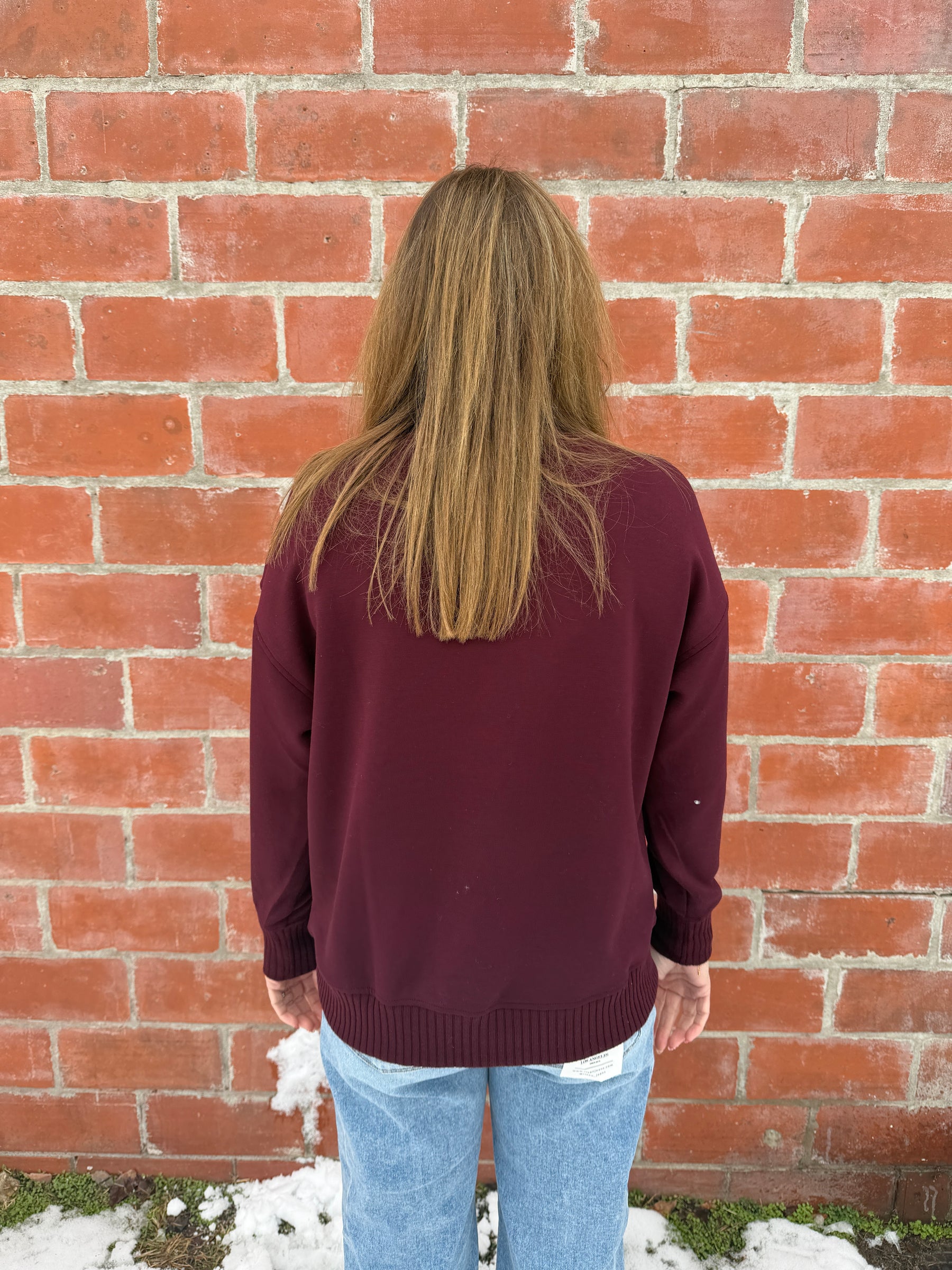 Mock Modal Pullover - Dark Cherry