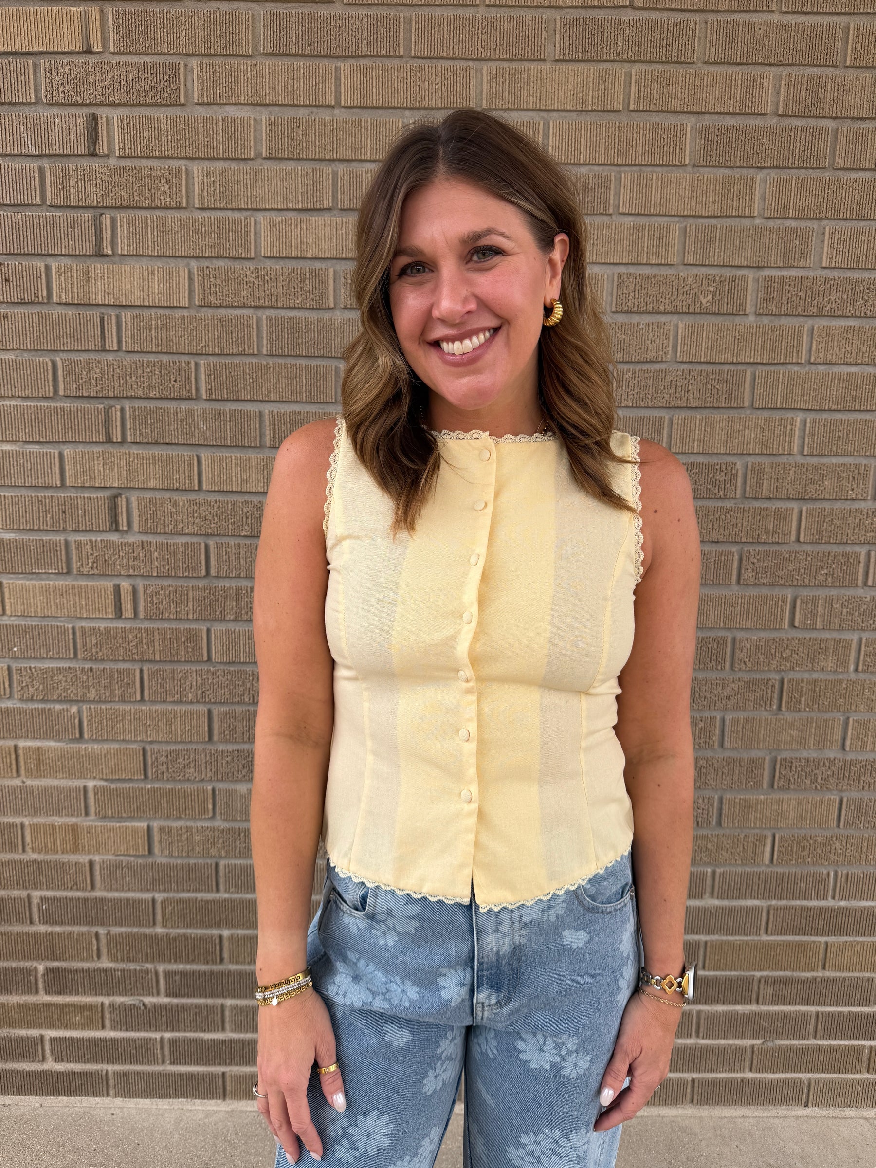 Little Yellow Lace Trim Top