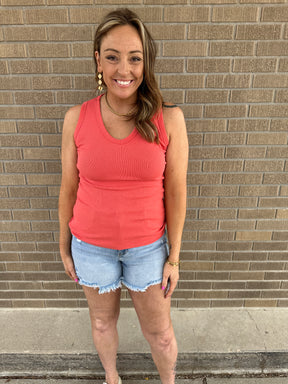 Essential V Neck Baby Ribbed Tank